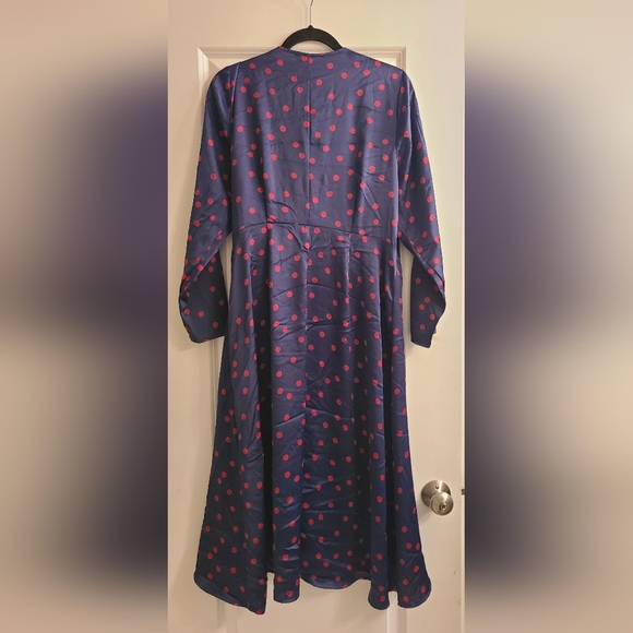 Eloquii blue and red polka dot wrap dress (size 14) - Picture 4 of 6